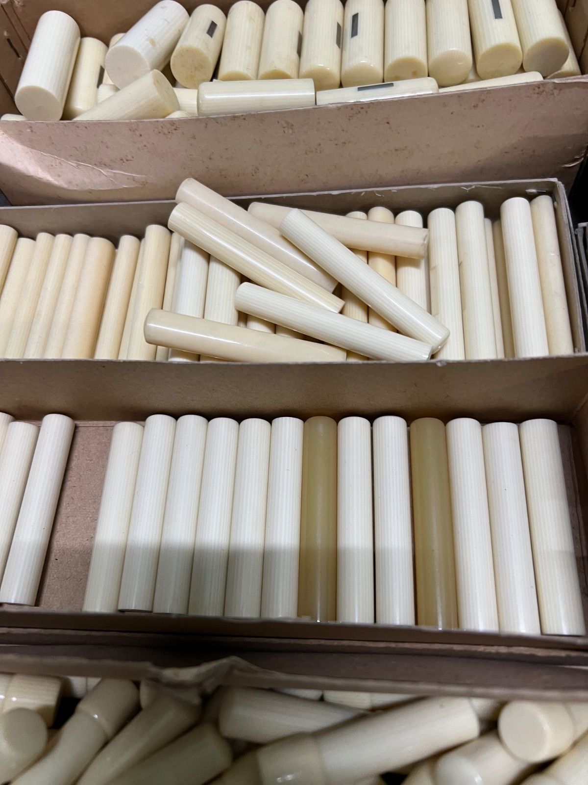  ︎ 印材 まとめ 約500本 白 象牙風 人工素材 印鑑材料 セット ハンコ S 7 MTM 印鑑関連用品 印鑑 印章 スタンプ