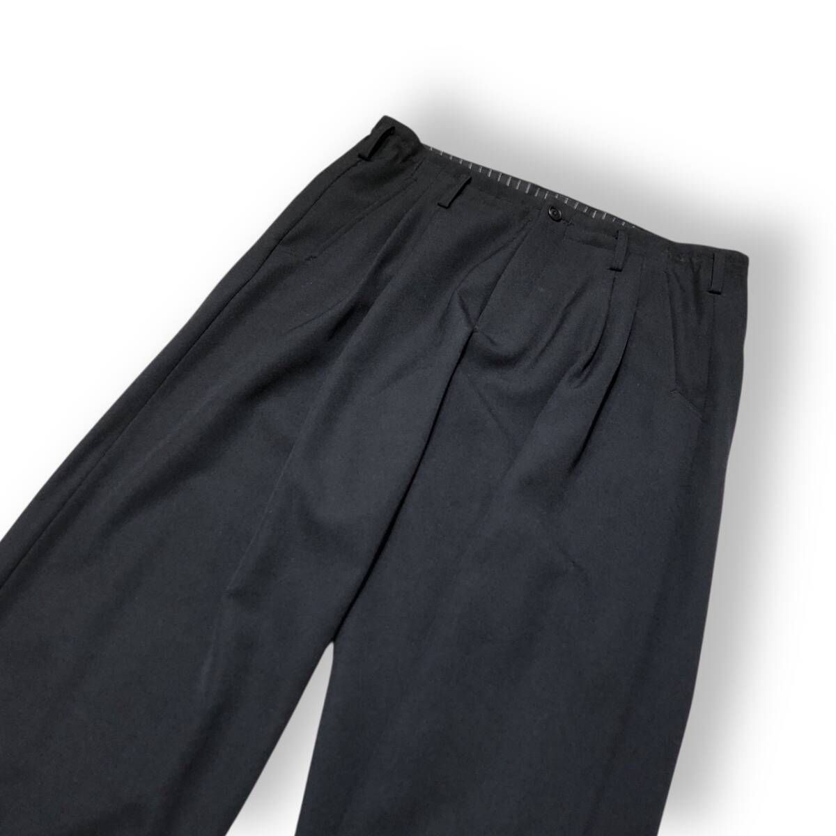 24 aw YOHJI POUR HOMME WOOL 2 TUCKS TAB PANTS ブラック HO P 71 534 サイズ3 ヨウジヤマモトプールオム きれいめ 今季注目