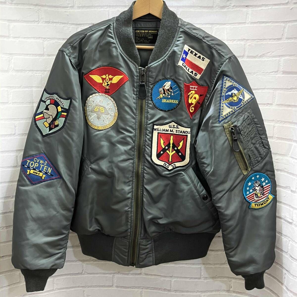 AVIREX アビレックス MA 1 TOPGUN CUSTOM 6192224 フライトジャケット サイズL グレーグリーン