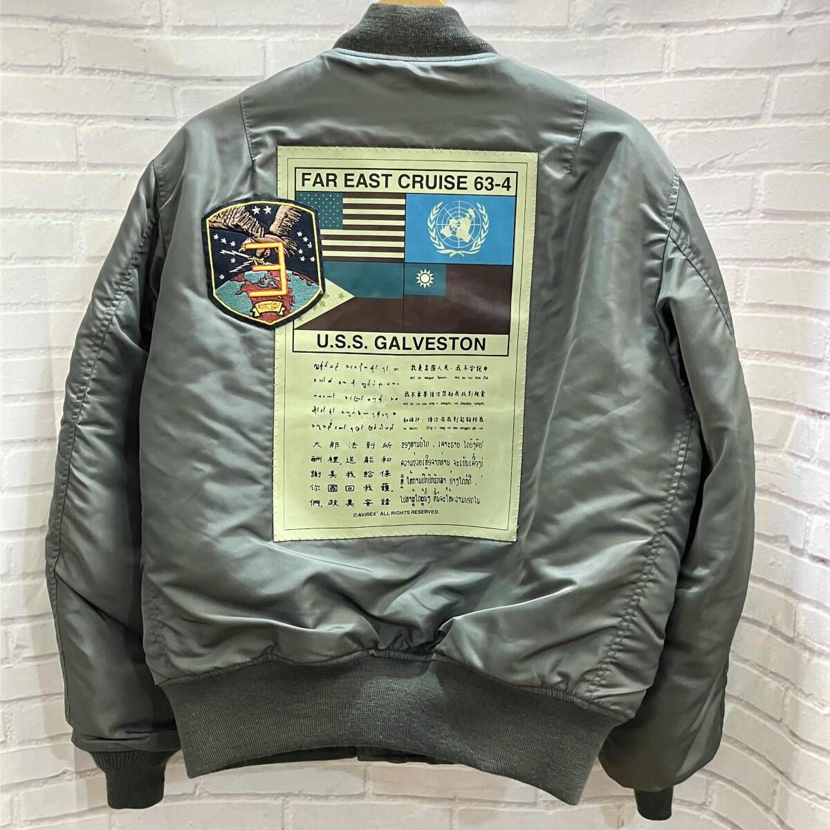 AVIREX アビレックス MA-1 TOPGUN CUSTOM 6192224 フライトジャケット サイズL グレーグリーン