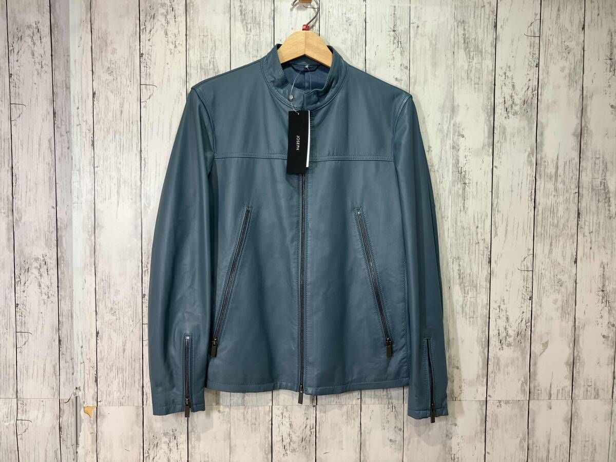 未使用タグ付 ジョゼフ レザージャケット ナッパレザー 羊革 ブルー 46 M JOSEPH ジョゼフ ライトラムナッパ レザー LWJHCA0102 シングル