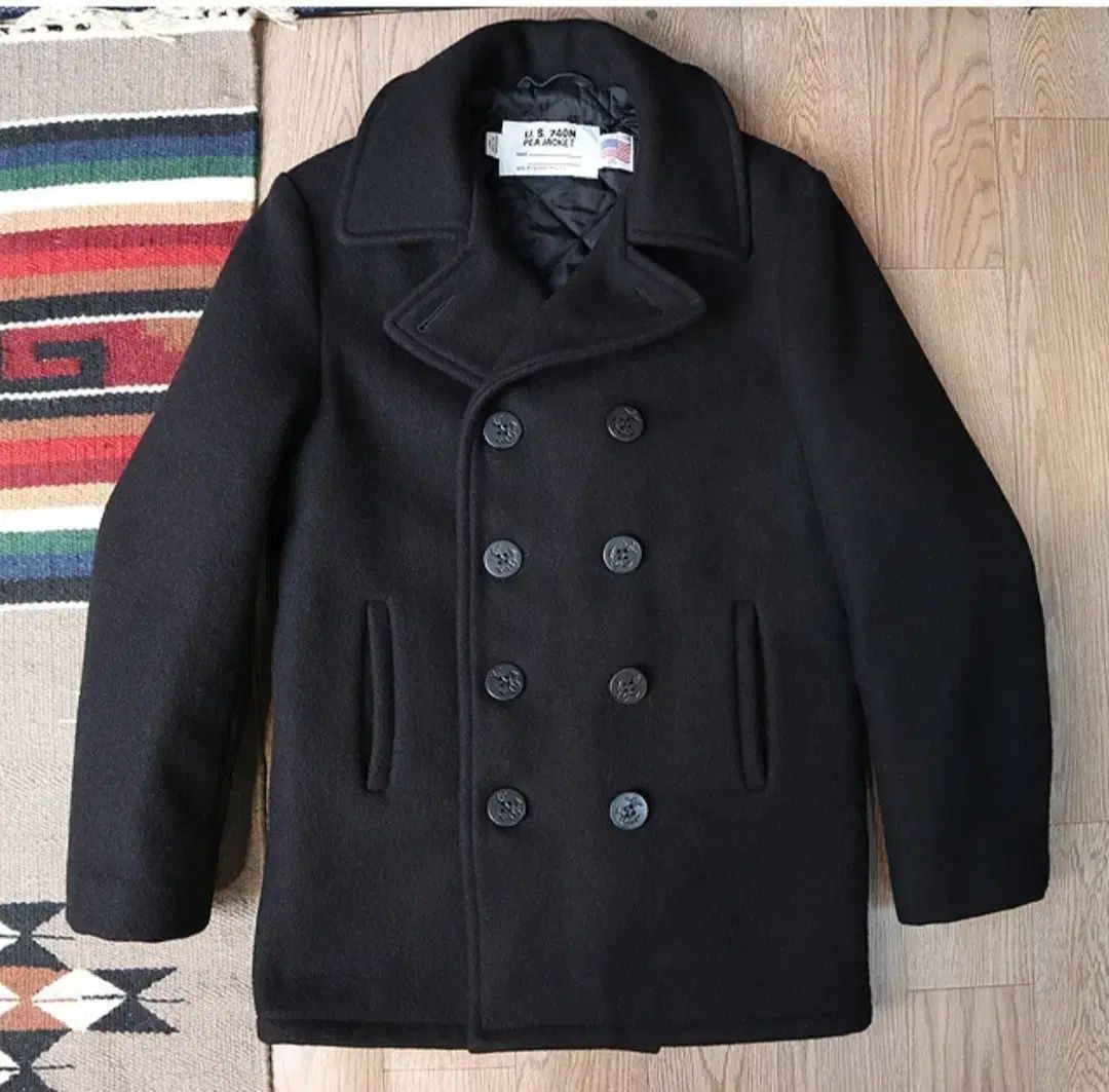 アメリカ製 SCHOTT ショート 740 N 10ボタン 海軍 ダブル ピーコート ほぼ