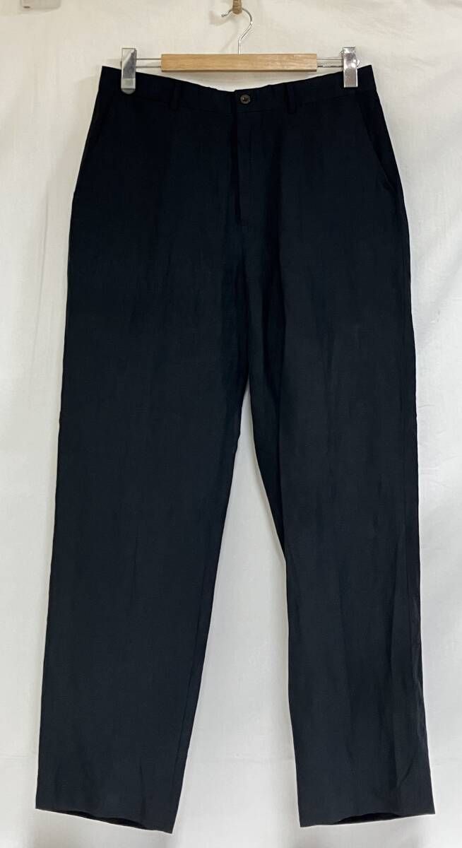 POLO RALPH LAUREN シルクリネン スラックス ノータック ブラック サイズ32 32 リネン59 シルク41 ポロラルフローレン