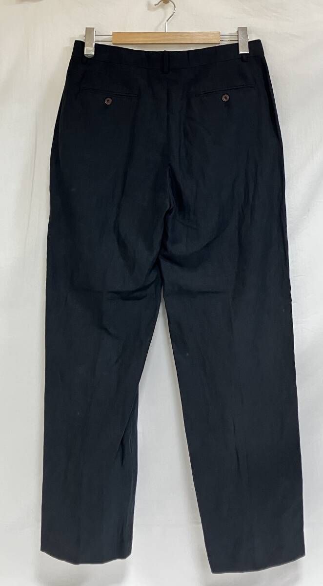 POLO RALPH LAUREN シルクリネン スラックス ノータック ブラック サイズ32 32 リネン59 シルク41 ポロラルフローレン