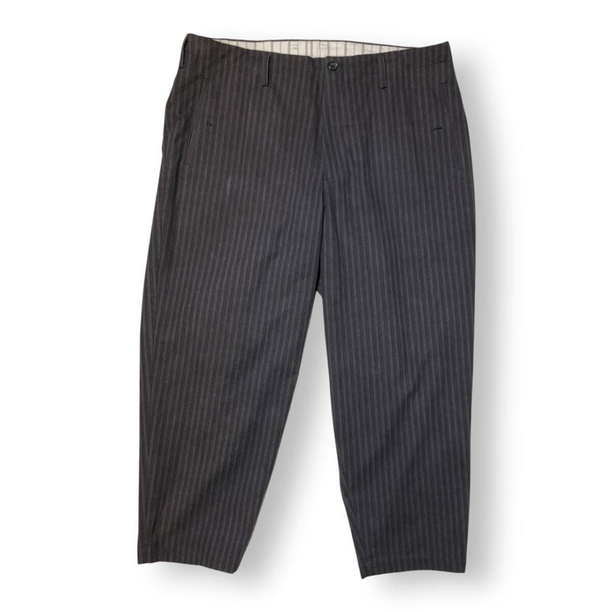24 aw YOHJI POUR HOMME PIGMENT WASH COTTON STRIPE PANTS コットンストライプパンツ グレー系 サイズ2 ヨウジヤマモトプールオム