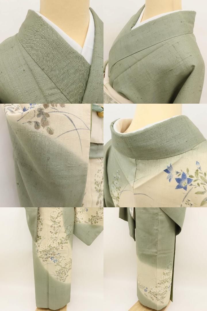 ✾まめ藤✾美品 正絹 着物 作家物落款“飾り立てずに華を持つ菊や桔梗の
