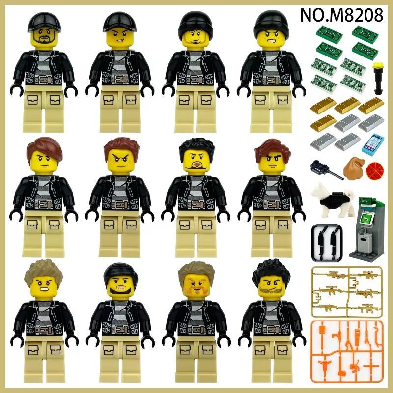 m8176 泥棒12体 ATM 出し子 受け子 泥棒 犯罪者 キット ブロック 互換