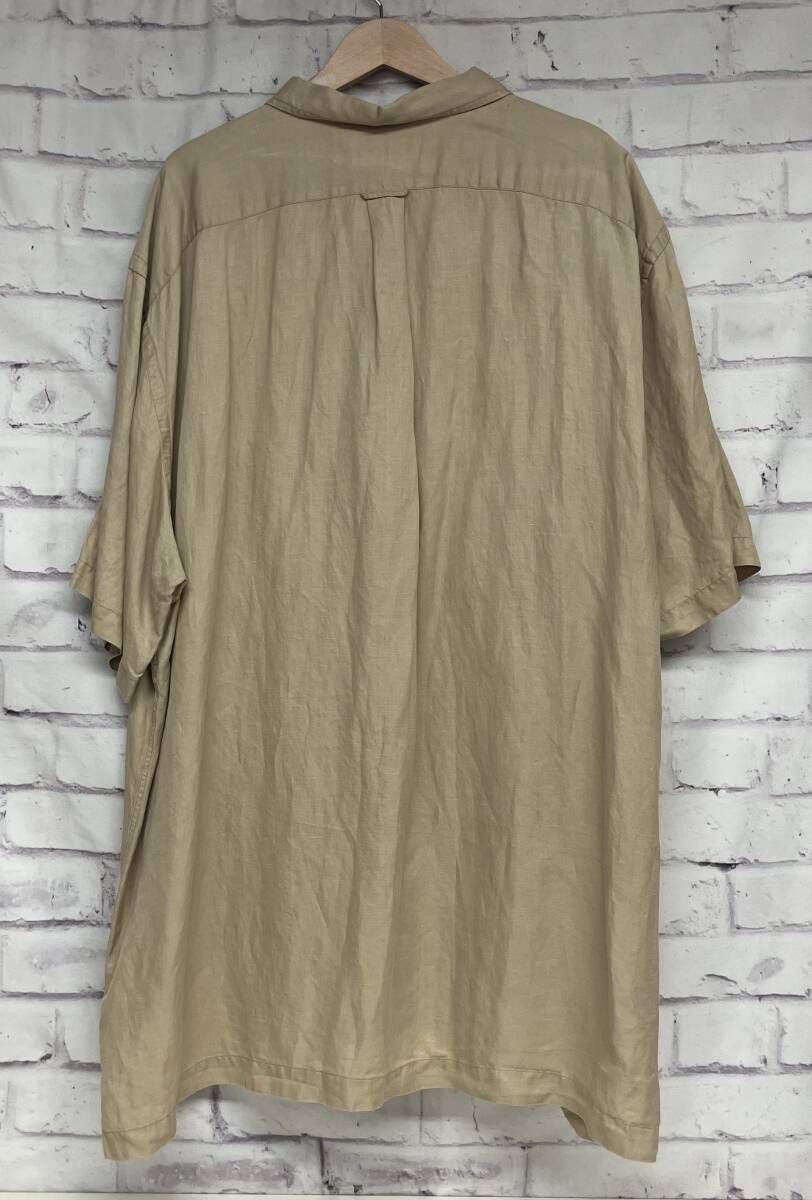 90 s POLO RALPH LAUREN ポロ ラルフローレン オープン シャツ リネン シルク 半袖 2 XL メンズ 夏