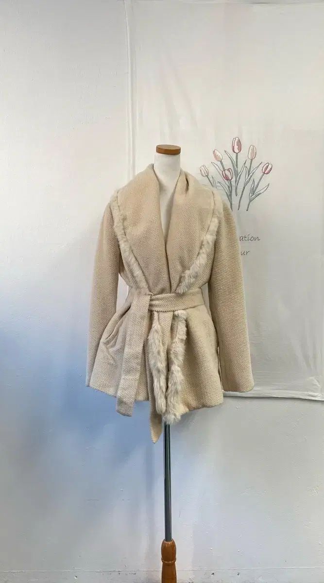 アルパカ+ウール ファー パーカ フルトリミング ブレンド コート