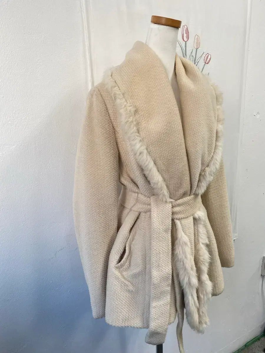 アルパカ+ウール ファー パーカ フルトリミング ブレンド コート