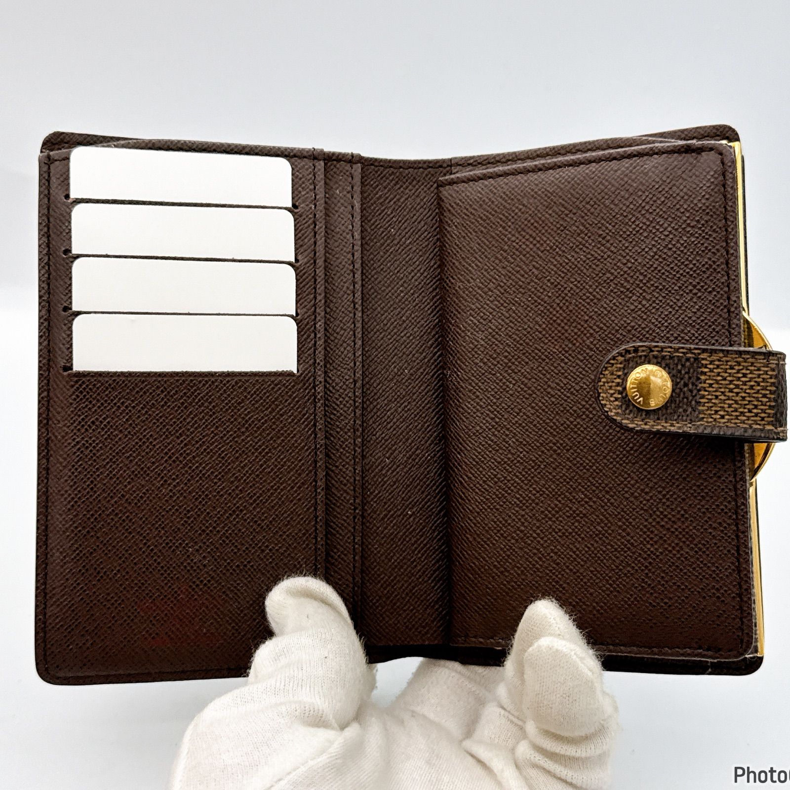 ルイヴィトン✨ダミエ エベヌ✨ヴィエノワ✨がま口✨二つ折り財布