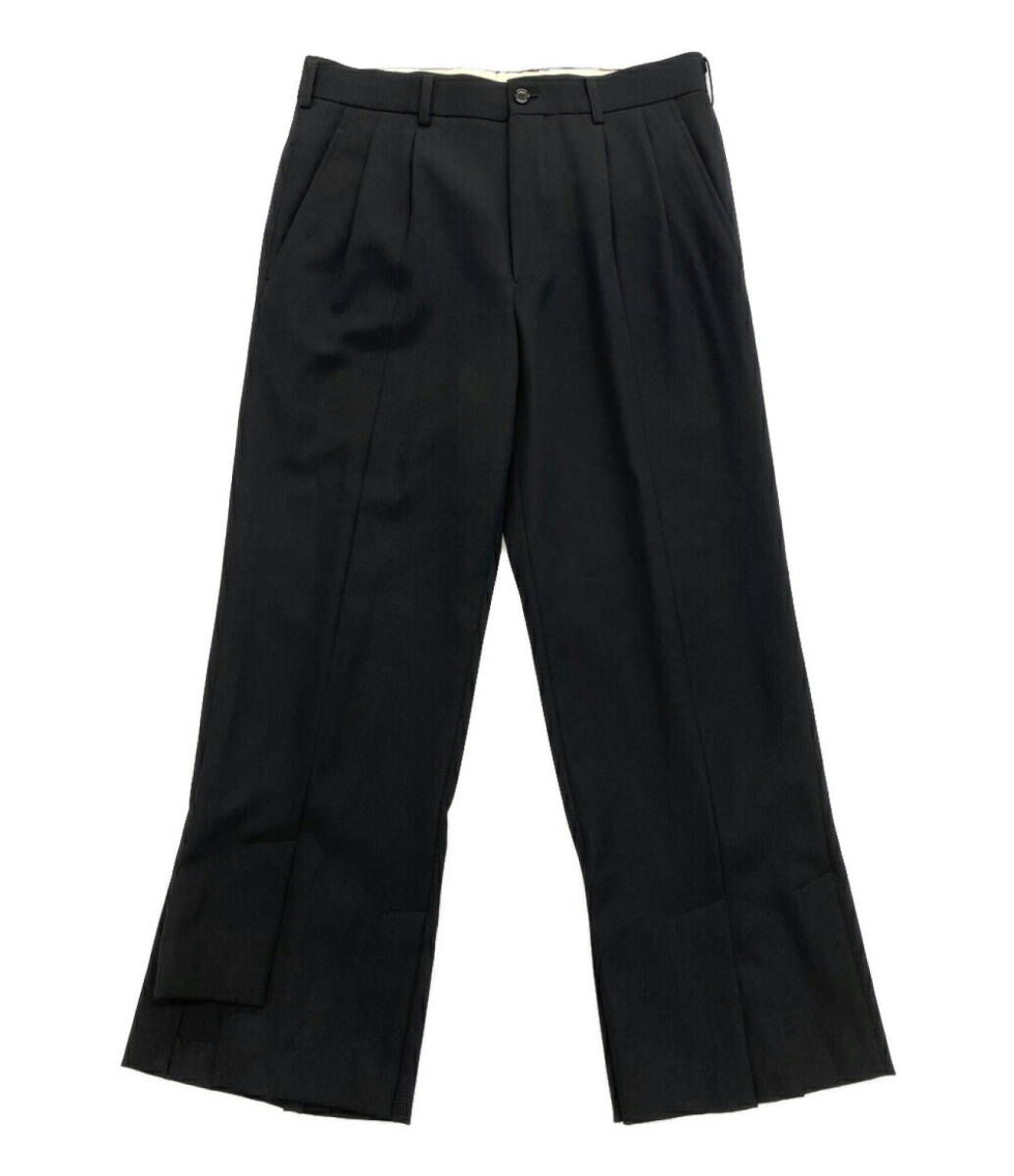 24 SS COMME des GARCONS 裾スリット2タックウールパンツ ブラック RM-P 016 サイズS コムデギャルソンコムデギャルソン