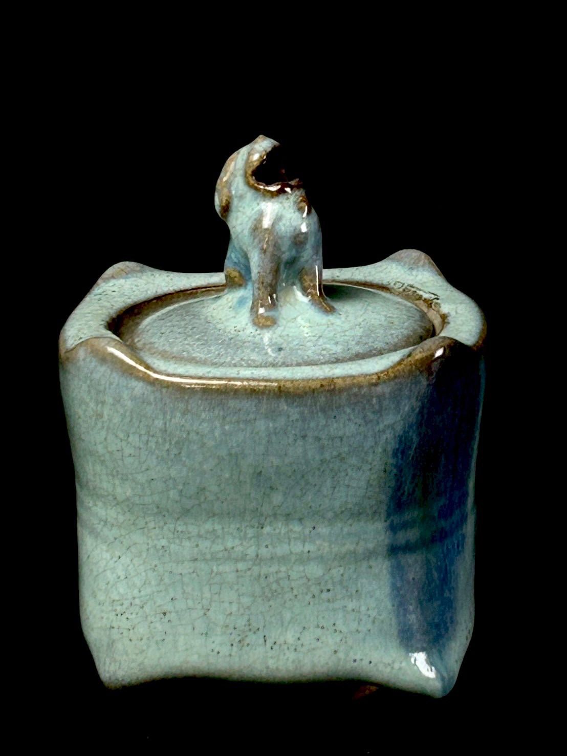 幽玄 人間国宝 石黒宗麿 三吾識 鈞窯香炉 共箱 陶器 香炉 陶芸