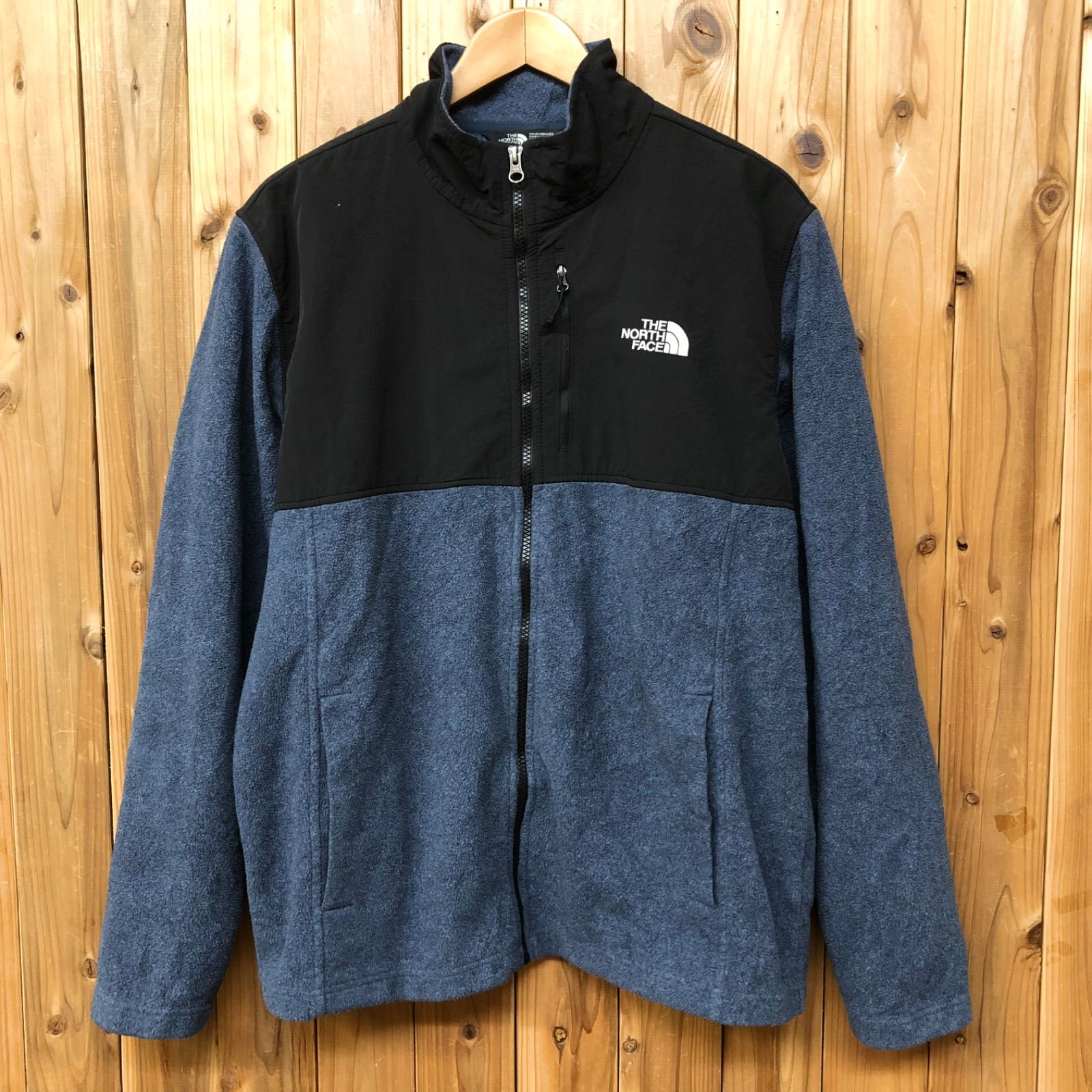 THE NORTH FACE メンズL ノースフェイス フリースジャケット ジップアップ ハイネック ロゴ刺繍 アウトドア キャンプ 登山