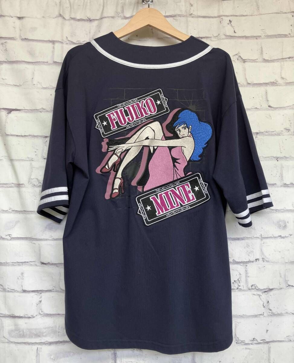 ルパン3世 ベースボールシャツ 峰不二子 ネイビー 半袖 Mサイズ 刺繍 コットン キャラクター アニメ 定価2.7万 メンズ 夏