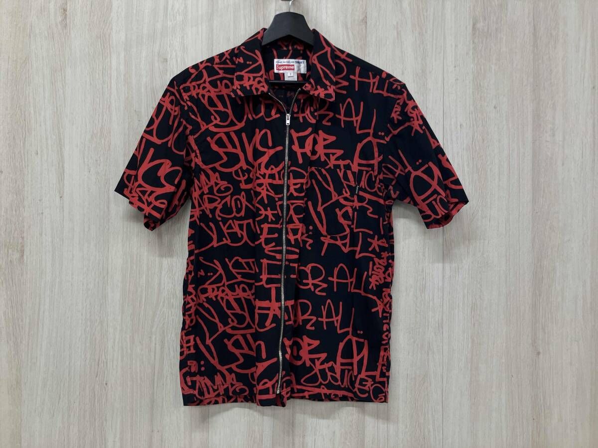 Supureme × COMME des GARCONS SHIRTシュプリーム ×コムデギャルソン S 1 FW 18 Sサイズ ブラック レッド 半袖シャツ