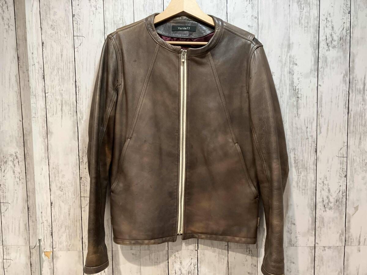 Varde77(バルデセブンティセブン) ノーカラー レザージャケット VR15AW