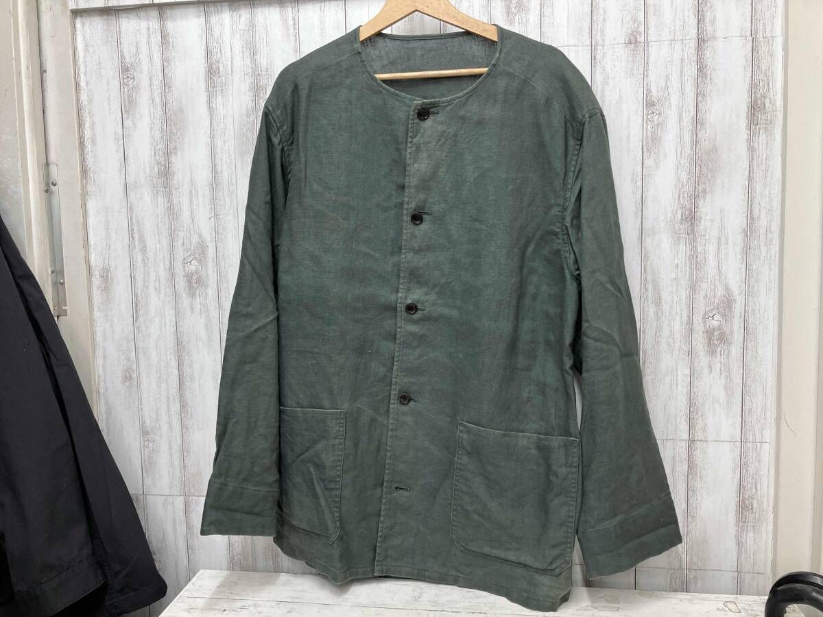 CONFECT リネンノーカラージャケット 02191-0025 グリーン その他ジャケット/ size 5
