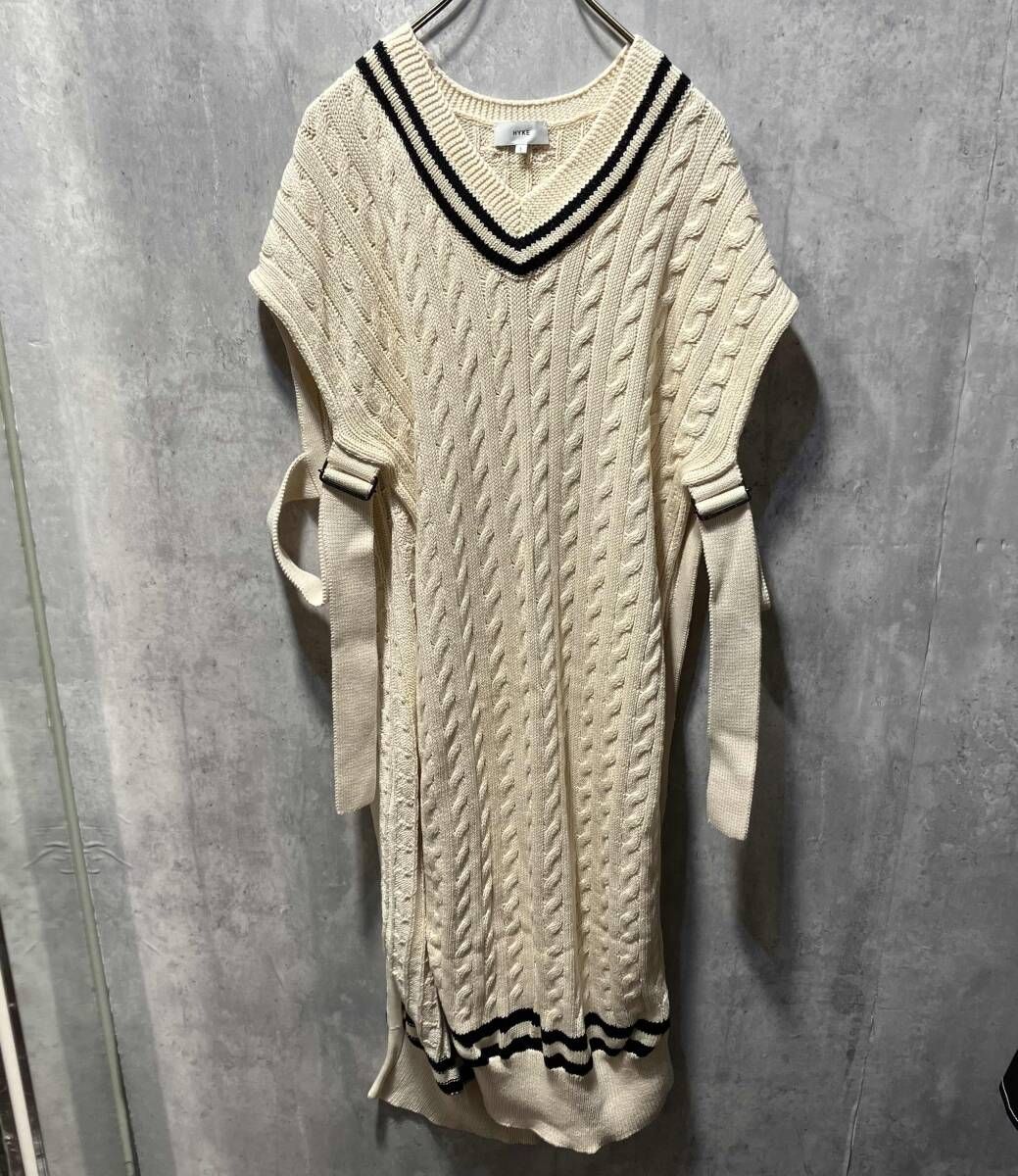 HYKE LONG KNIT VEST サイドスリットロングニットベスト サイズ1 ハイク