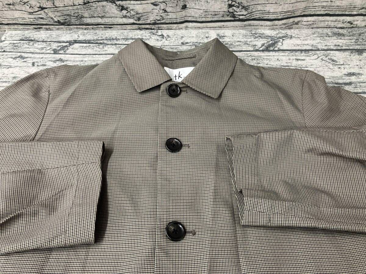 TAKEO KIKUCHI タケオキクチ コート 撥水 ステンカラーコート 千鳥柄 M