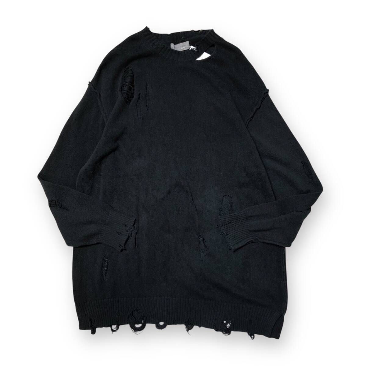 25 ss YOHJI POUR HOMME 7 G 2 P JERSEY ROUND NECK KNIT HP K 14 098 サイズ3 ブラック ヨウジヤマモトプールオム