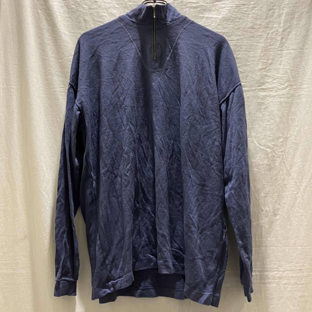 ISSEY MIYAKE 長袖シャツoddson ハーフジップ ネイビー L イッセイ