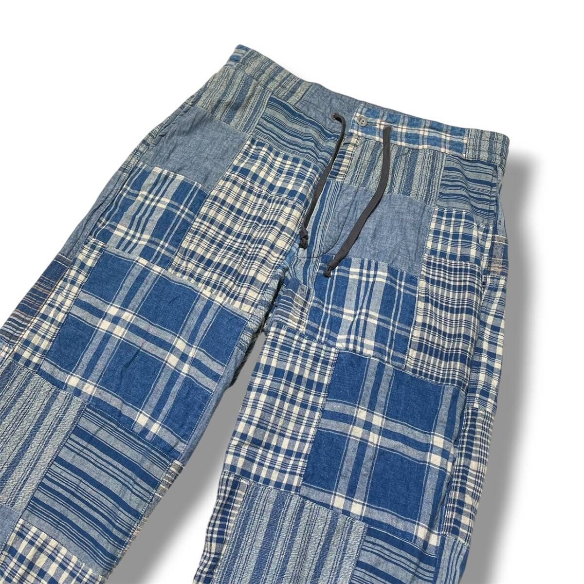 RRL RALPH LAUREN DRAW STRINGS PANTS パッチワークパンツ ブルー系 サイズ32 ラルフローレン
