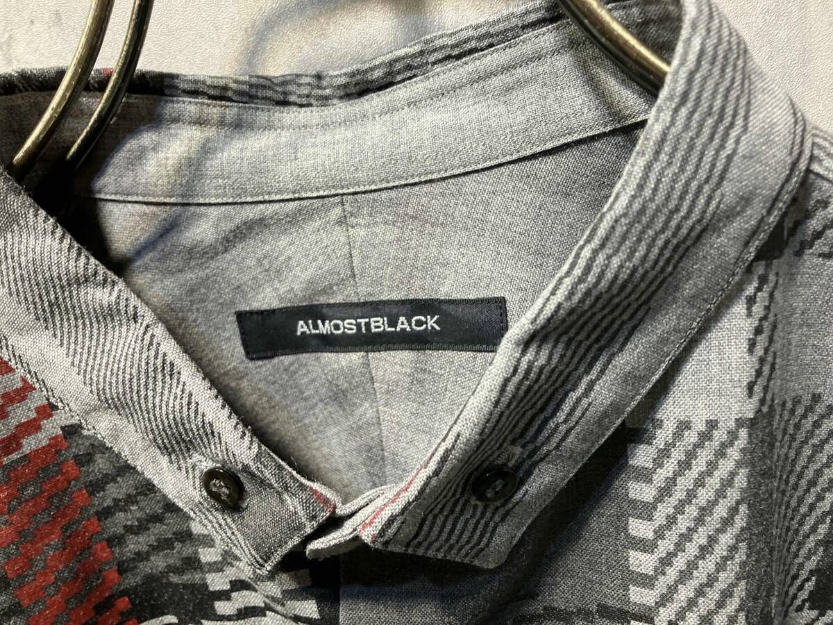 ALMOSTBLACK FRONT CHECK SHIRT フロントチェック長袖シャツ サイズ2
