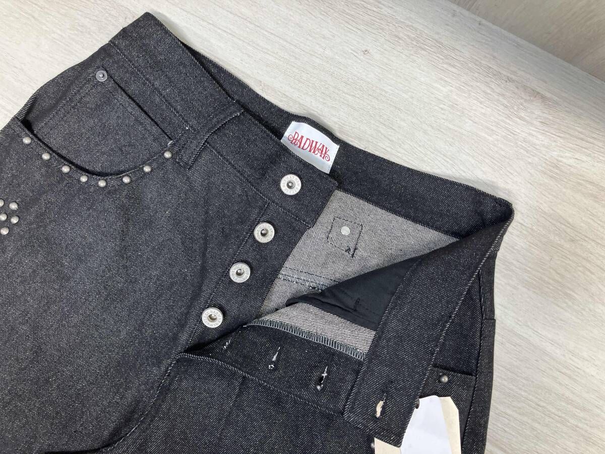 BADWAY BW1151 Classic Stude Denim Pants M スタッズ デニム ワイド 