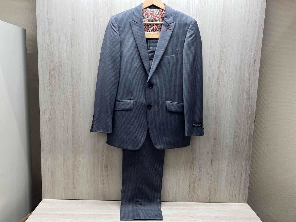 Paul Smith LONDON ポールスミスロンドン セットアップ 9247 裏地花柄 ウール ポリエステル ストライプ センターベント 肩パッド入 46