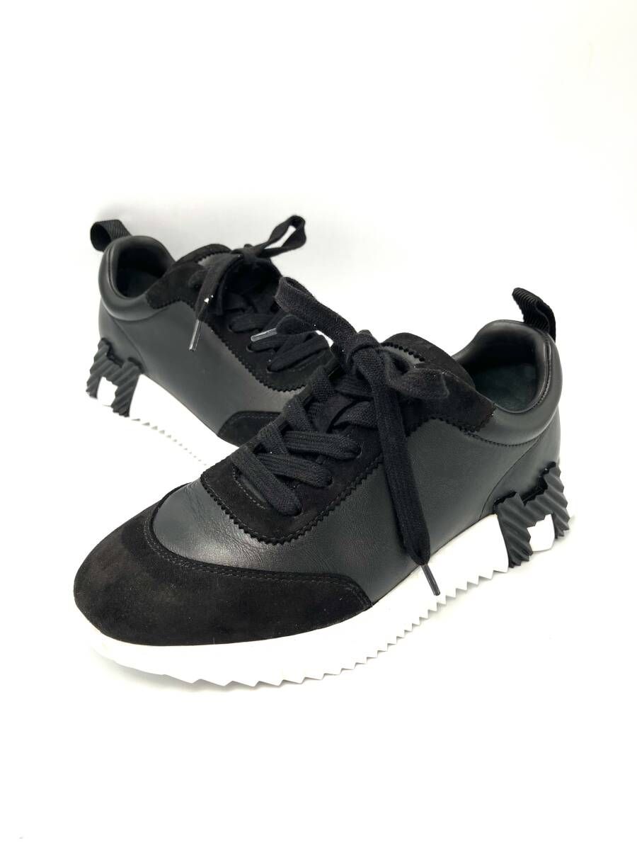 HERMES バウンシングスニーカー ブラック×ホワイト 衣料 エルメス