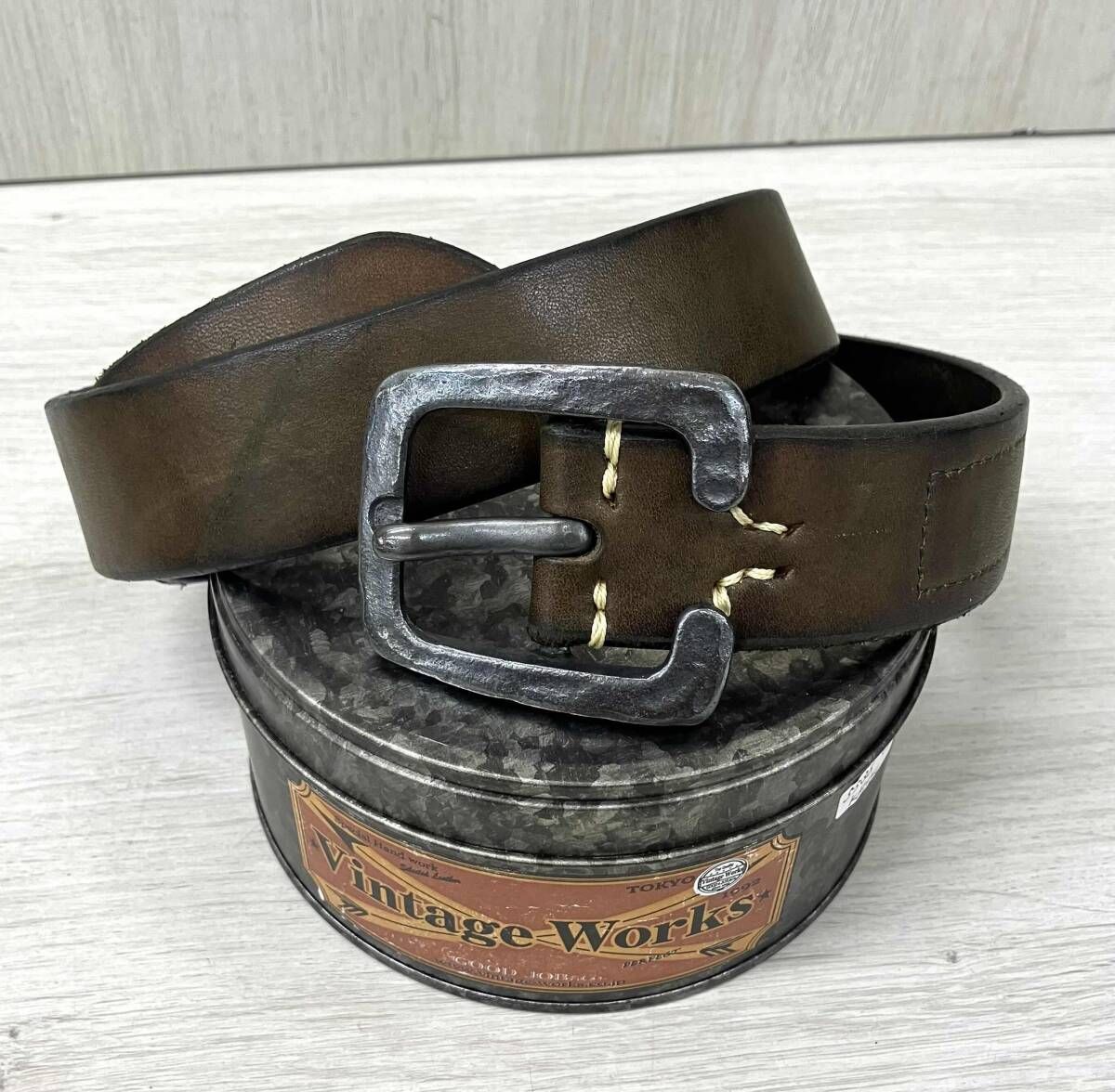 VINTAGE WORKS ヴィンテージ ワークス ベルト レザーベルト 7ホール カーキ ブラウン系 DH 5536