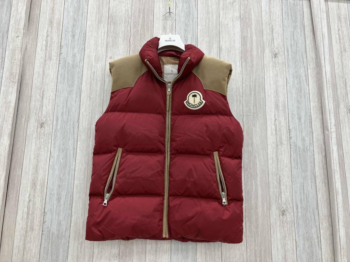 MONCLER ダウンベスト メンズ レッド ナイロン ハンガー付き