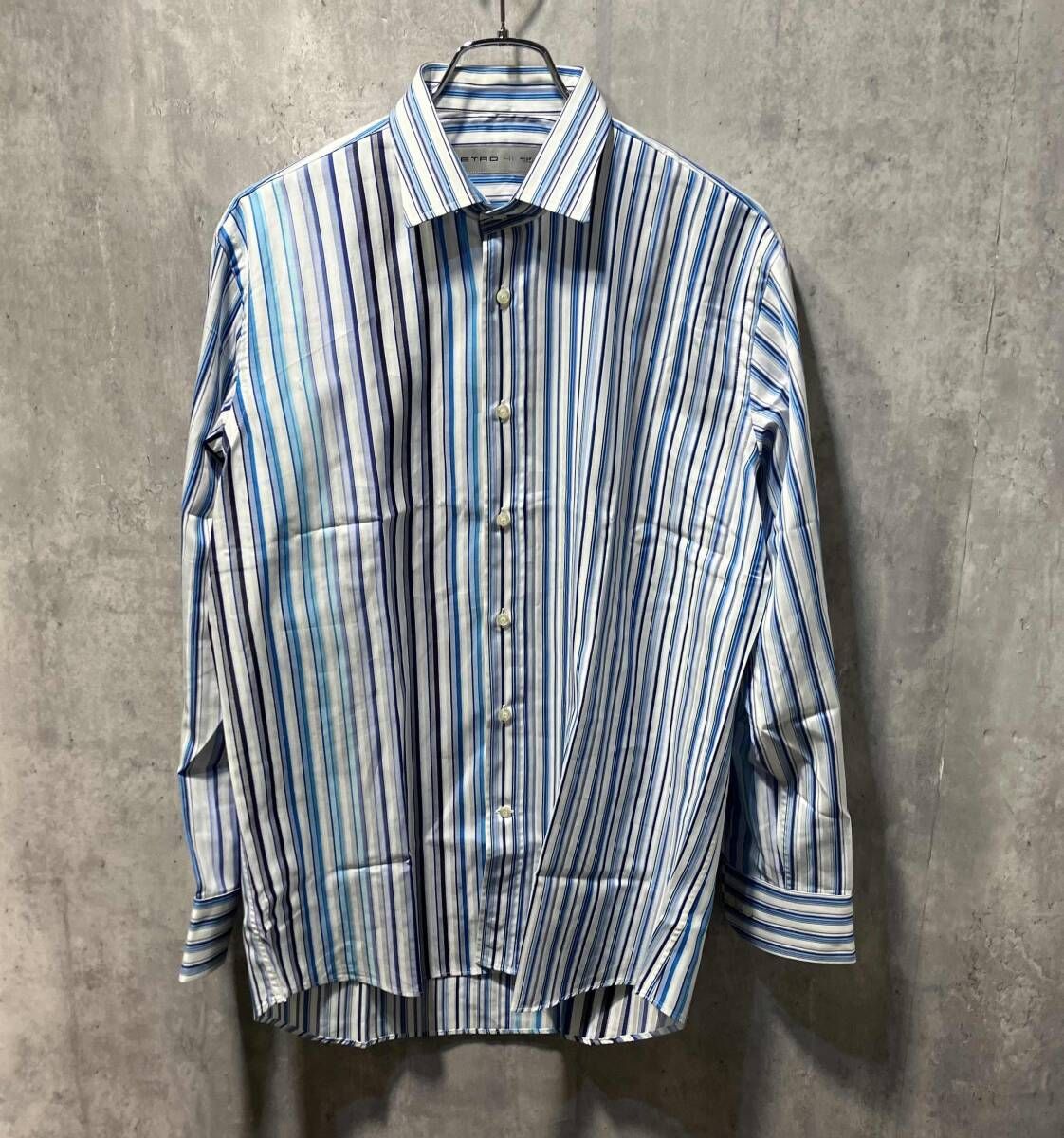 ETRO／stripe shirt ストライプシャツ サイズ41 ブルー エトロ
