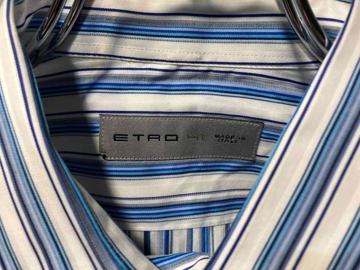 ETRO／stripe shirt ストライプシャツ サイズ41 ブルー エトロ