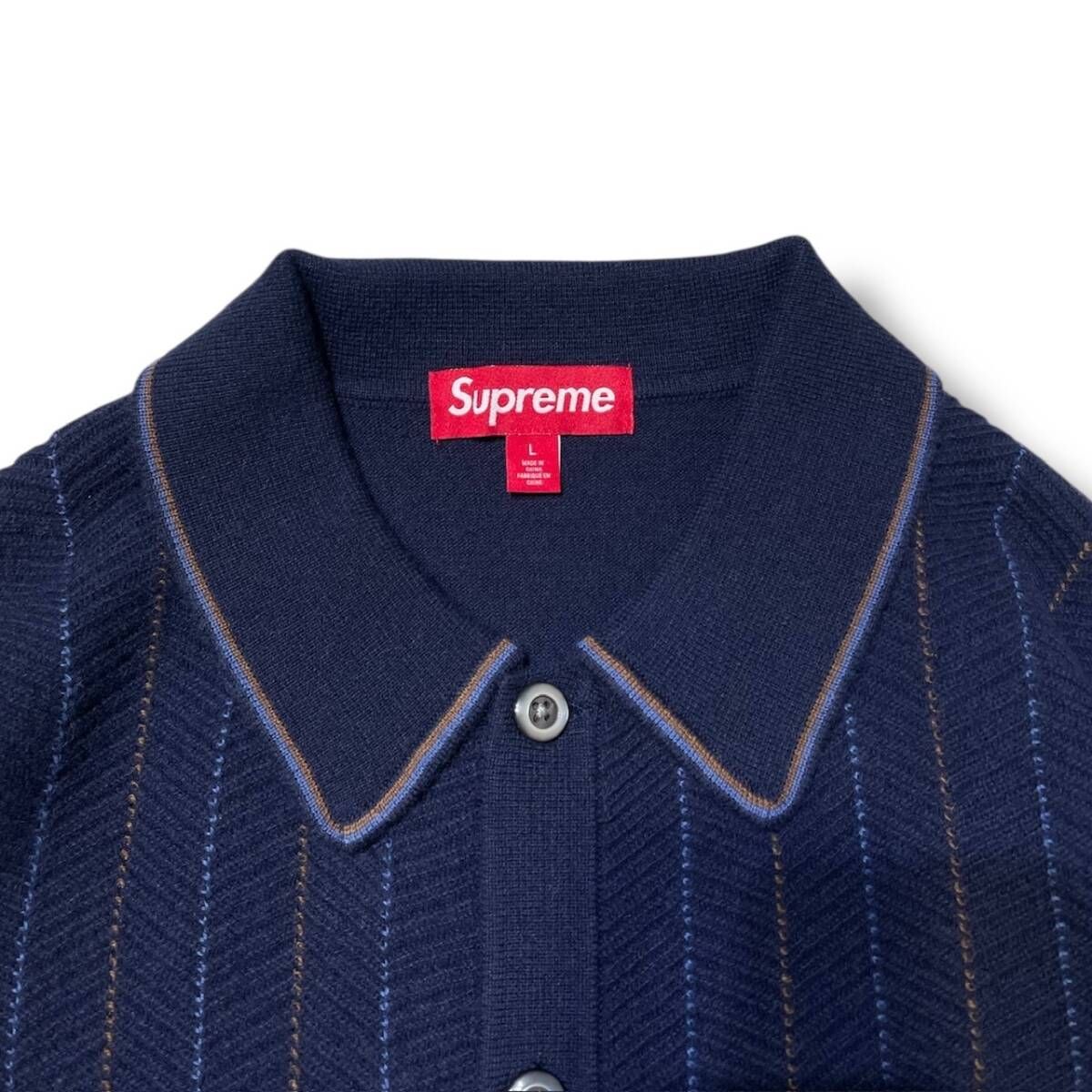 Supreme Herringbone Cardigan Lサイズ 美品】Supreme Herringbone Cardigan 1回のみ着用 - メルカリ