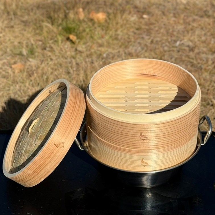 IH対応 鍋付き4点セット セイロ 21 cm 鍋セット 身2 蓋1 鍋 蒸籠 せいろ 蒸し器 キャンプ飯 ソロ ファミリーの蒸し調理