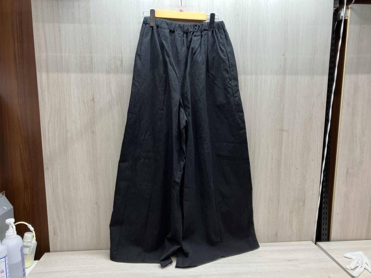 kujaku by Takuma Nishizaka ワイドパンツ ブラック ウエストゴム＆紐