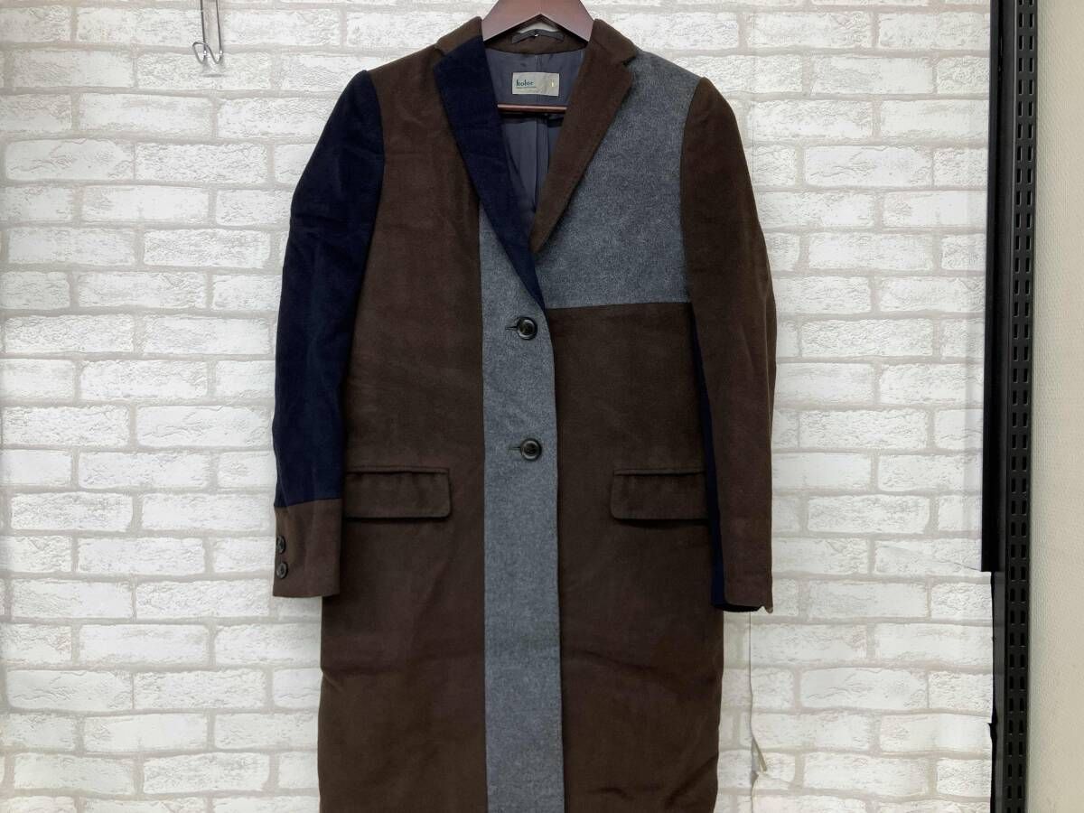 kolor 13 WCL CO 2102 チェスターコート ブラウン グレー ネイビー アンゴラ ウール レディース サイズ1