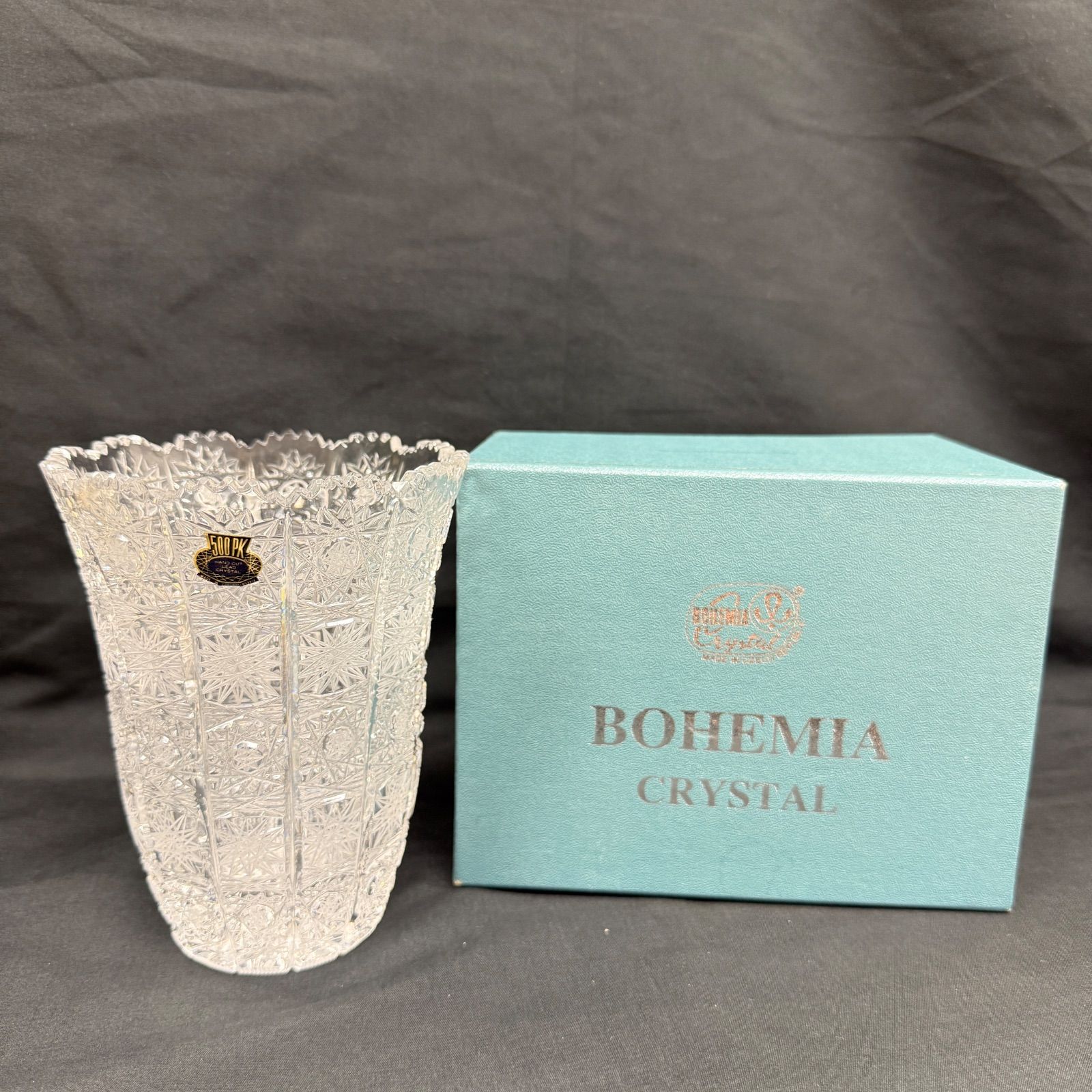 未使用・箱付き】BOHEMIA CRYSTAL ボヘミアクリスタル 花瓶 フラワー