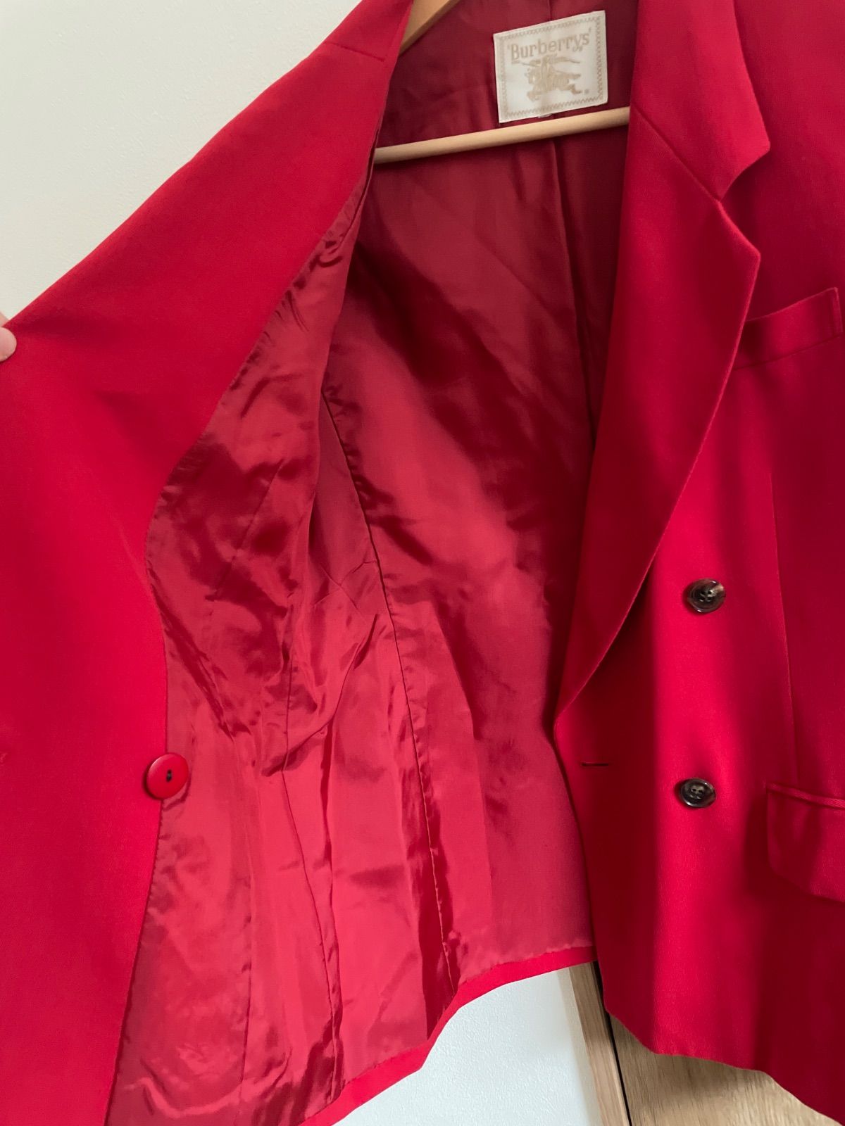 Burberrysバーバリーダブルブレストブレザーレッドジャケット赤 - メルカリ
