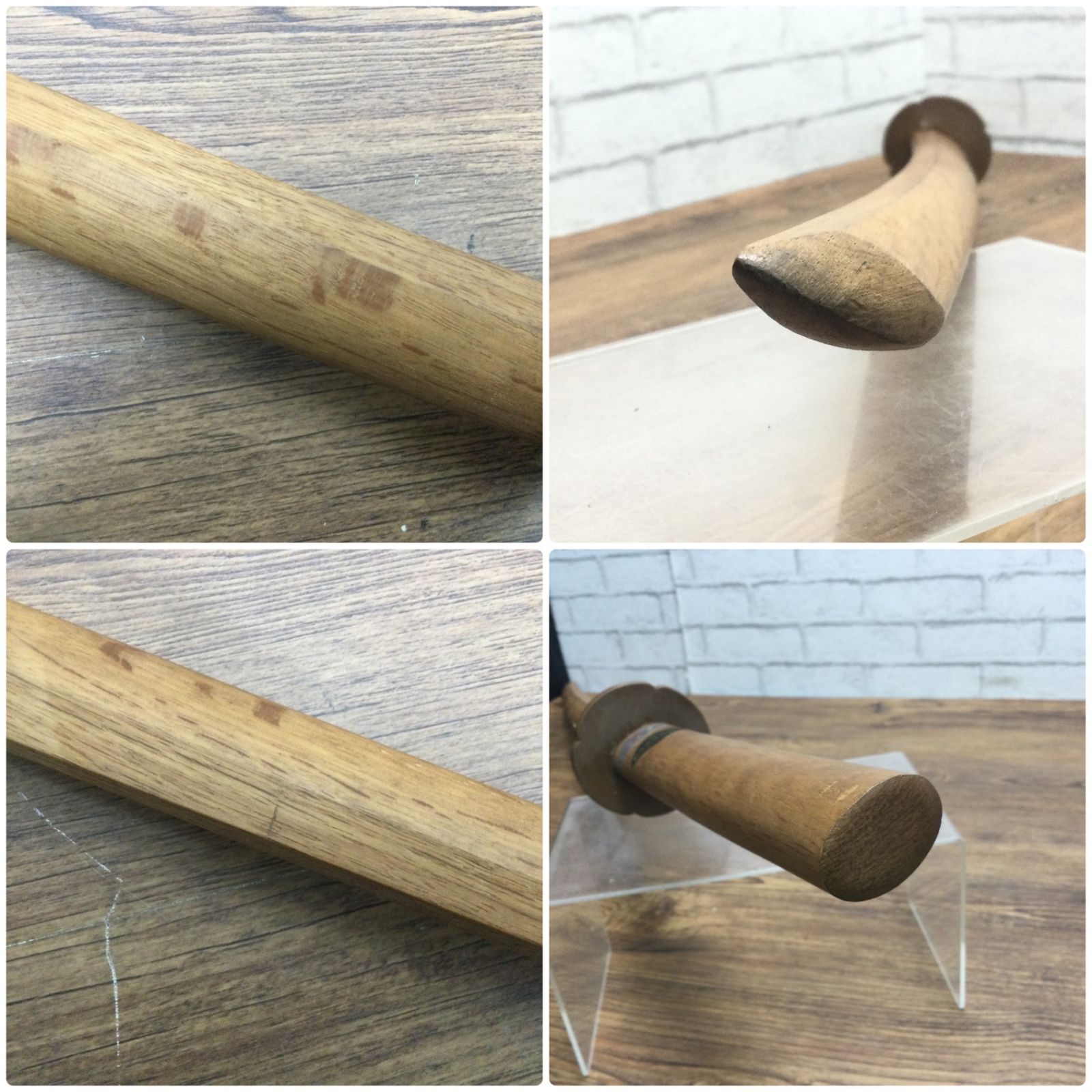 12031 【当時物】赤樫木刀 桜登印 約101cm 490g 純国産優良銘木 鍔付き
