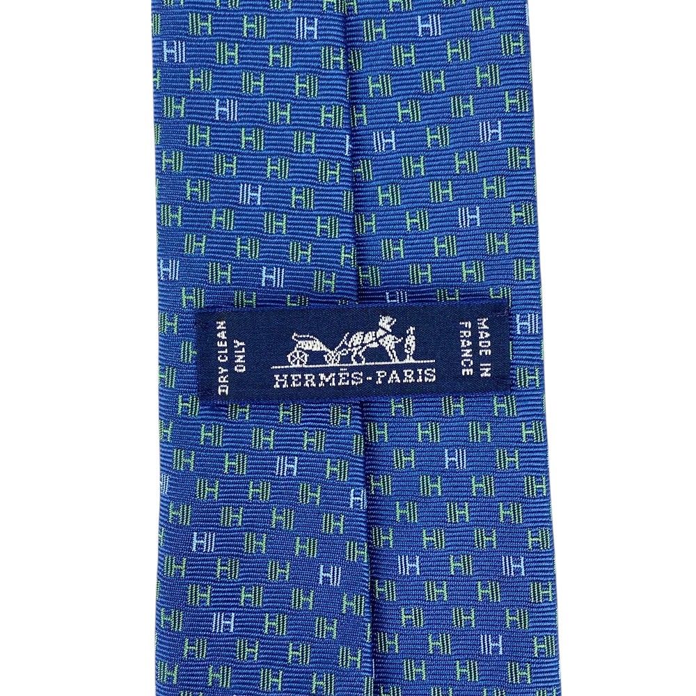 エルメス □新品□ ネクタイ ビジネス メンズ シルク ブルー 箱