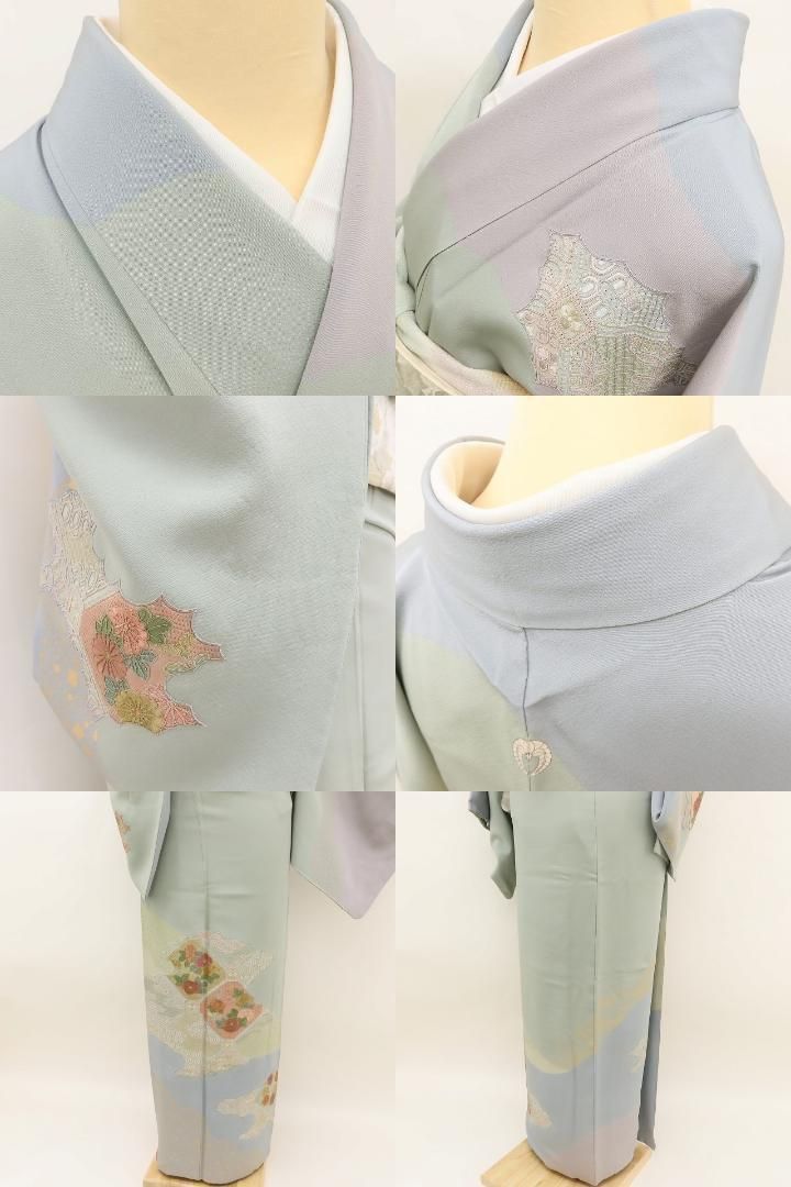 蘇州の刺繍 ✾まめ藤✾蘇州刺繍 正絹 セール 着物 作家物落款 Sサイズ“菊や椿