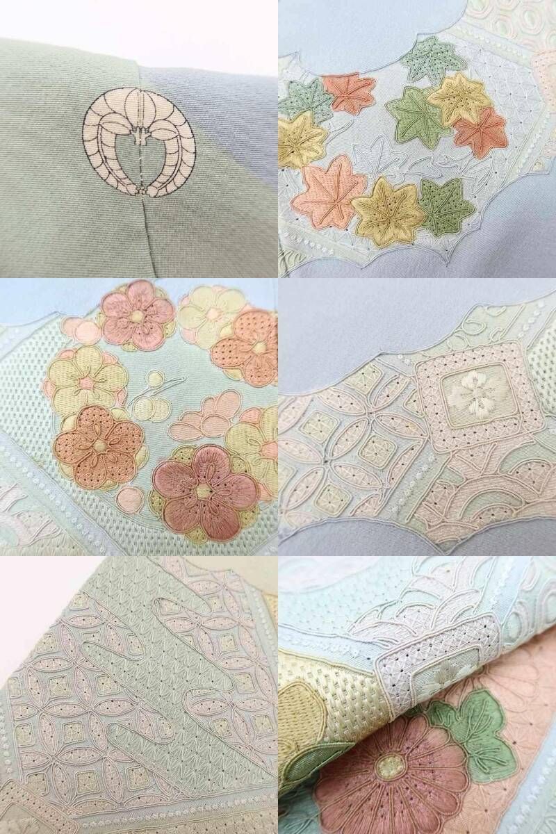 ✾まめ藤✾蘇州刺繍 正絹 セール 着物 作家物落款 Sサイズ“菊や椿