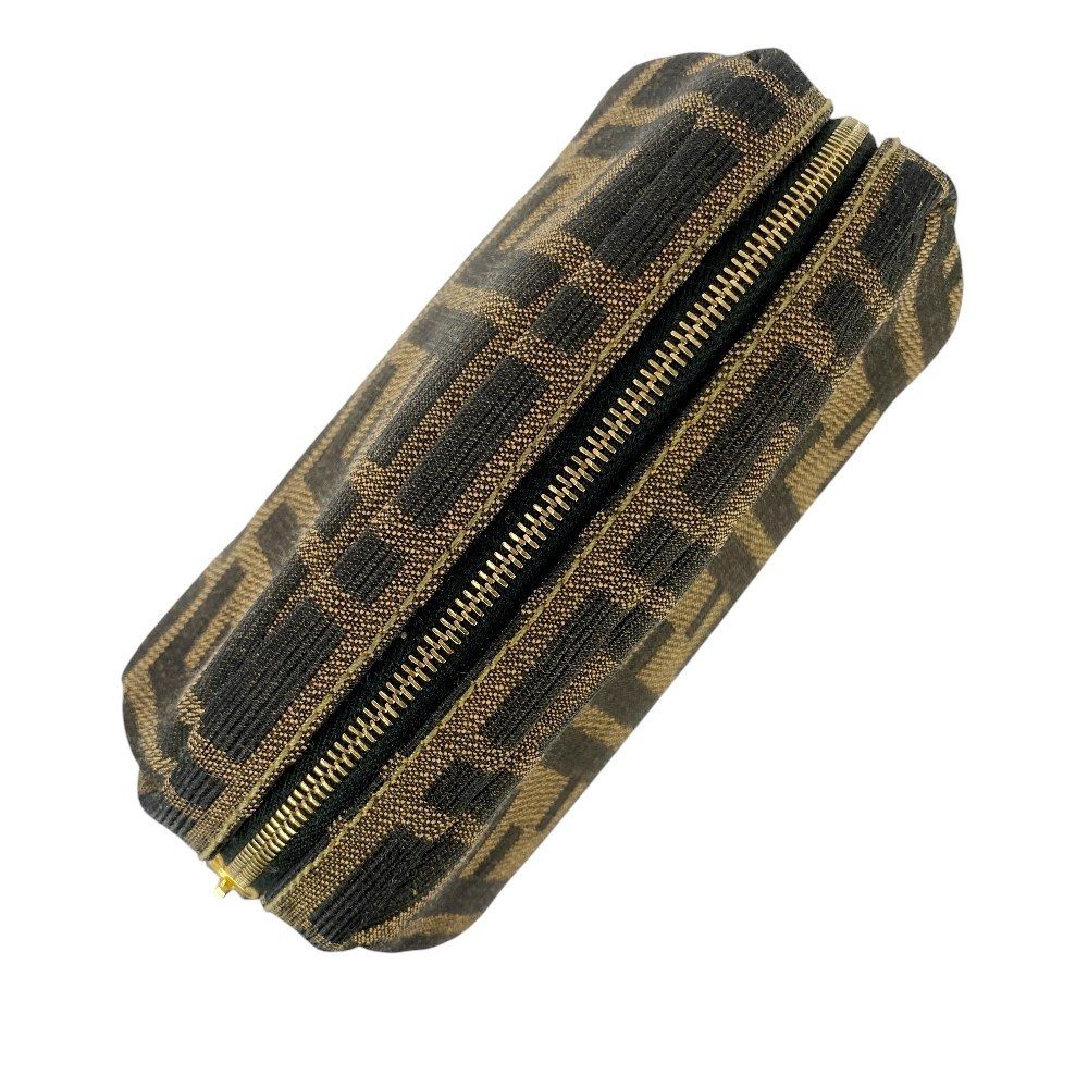 フェンディ □美品□ ズッカ ポーチ 化粧ポーチ キャンパス ブラウン