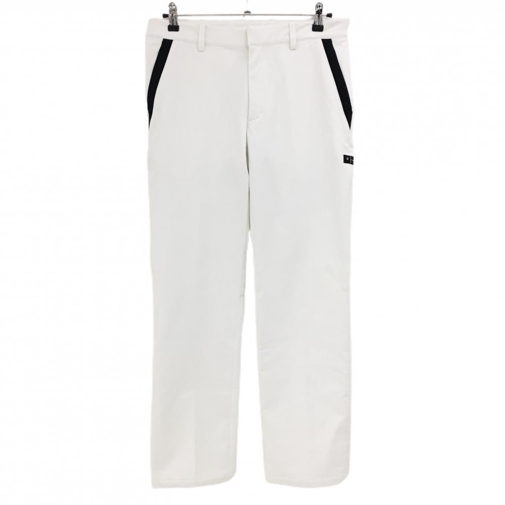 超美品】テーラーメイド パンツ 白×黒 斜めストライプ地模様 裏起毛