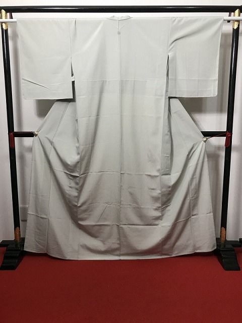 Mサイズ 小紋 化繊 白緑色地に鮫小紋模様