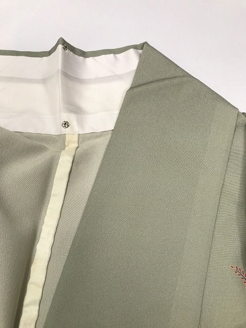  Sサイズ 付け下げ 化繊 青磁色地に枝花模様 その他 着物