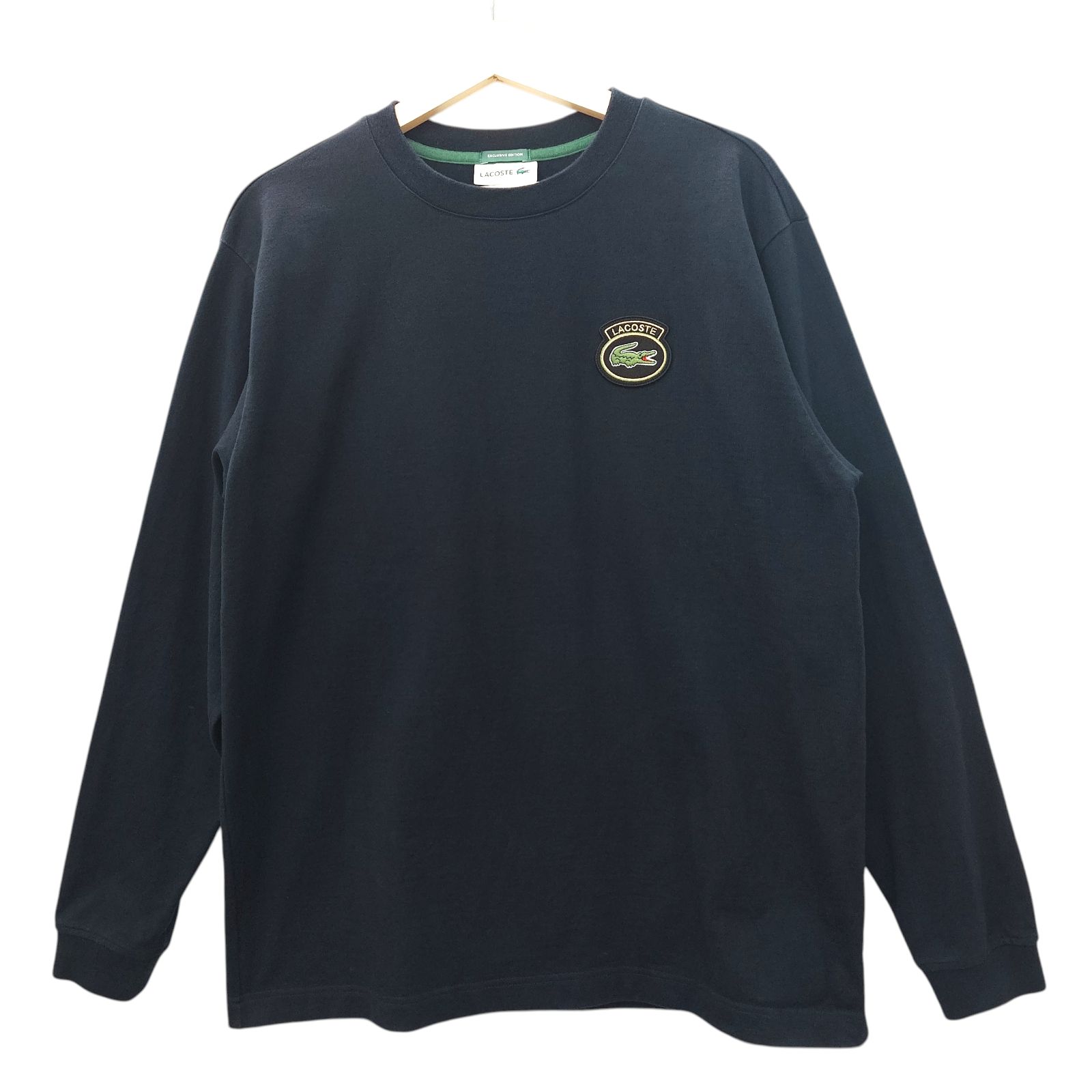 LACOSTE ラコステ クールネックTシャツ 長袖 ロゴ ネイビー Мサイズ 